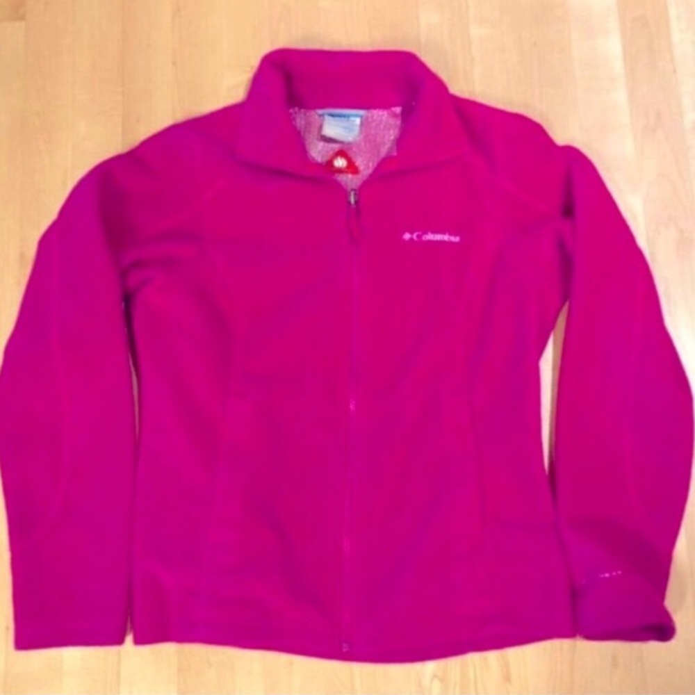 Columbia Magenta Fleece Jacket Pink Full-Zip Jacket Womens XS Jacket Omni Heat